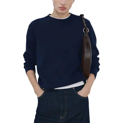 Mango Fine Knit Crewneck Sweater In Blue