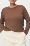 Mango Fine Knit Crewneck Sweater In Brown
