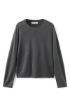 Mango Fine Knit Crewneck Sweater In Gray