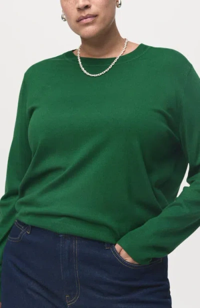 Mango Fine Knit Crewneck Sweater In Green