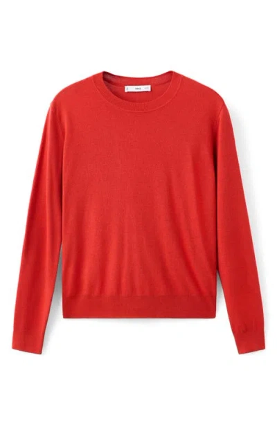 Mango Fine Knit Crewneck Sweater In Red