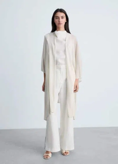 Mango Fine Knit Long Cardigan Ice Grey