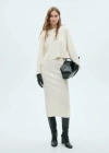 Mango Fine Knit Midi Skirt Ecru In Ecru
