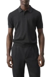 Mango Fine Knit Polo In Black