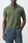 Mango Fine Knit Polo In Green