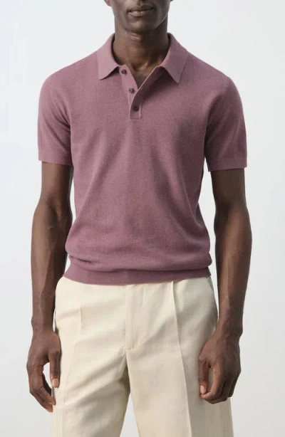 Mango Fine Knit Polo In Pink
