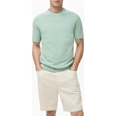 Mango Fine Knit Short Sleeve Sweater In Blue