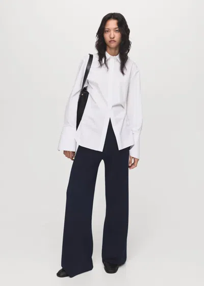 Mango Fine-knit Straight-fit Trousers Dark Navy In Blue