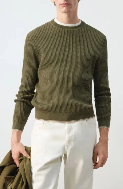 Mango Fine Knit Sweater In Green