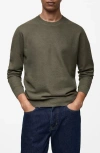 Mango Pull-over Maille Fine Coton In Olive Green