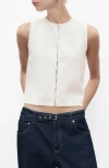 Mango Fine Knit Sweater Vest In White