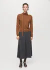 Mango Fine-knit Sweater With Scarf Medium Brown In Brown