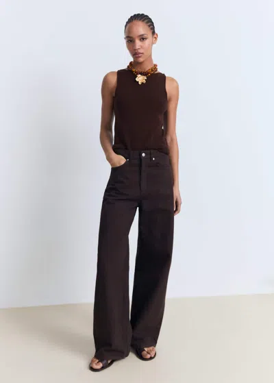 Mango Fine-knit Top Chocolate