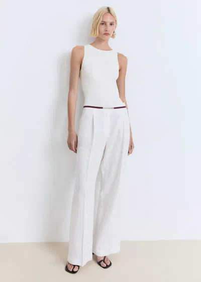 Mango Fine-knit Top Off White