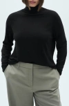 Mango Flurry Rib Funnel Neck Sweater In Black