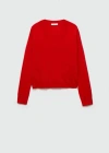 Mango Pull-over Maille Fine Col V In Rouge