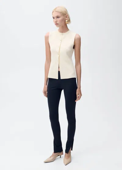 Mango Fine-knit Waistcoat With Buttons Ecru