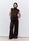 Mango Fine-knit Wideleg Trousers Chocolate