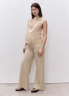 Mango Fine Knit Wide Leg Maternity Pants In Sand