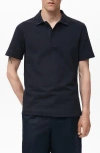 Mango Fine Rib-knit Polo In Black
