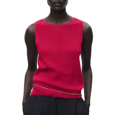 Mango Fine Rib Sweater Tank In Pink