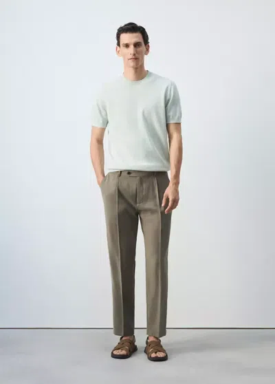 Mango Fine-knit 100% Cotton T-shirt In Pastel Green