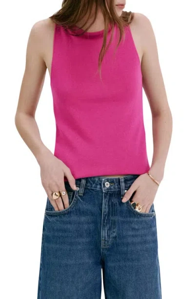 Mango Fine-knit Boat Neck Top In Pink