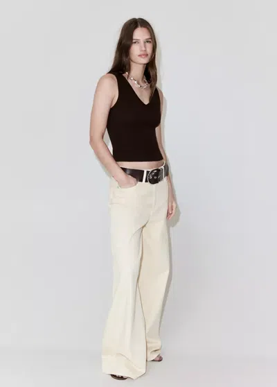 Mango Fine-knit Top In Chocolate