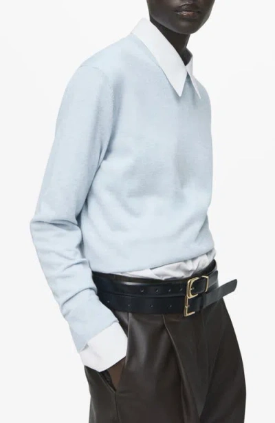 Mango Finely Knit Crewneck Sweater In Blue