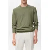 Mango Finely Knit Crewneck Sweater In Green