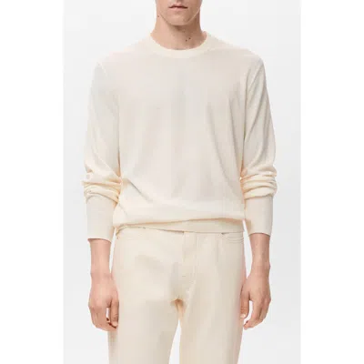 Mango Finely Knit Crewneck Sweater In Neutral