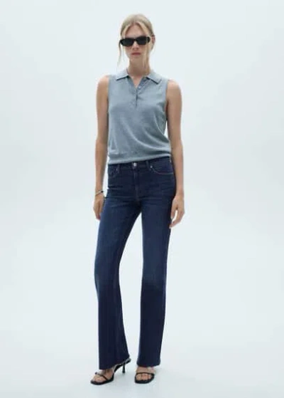 Mango Fiona Flare Mid-rise Jeans Dark Blue