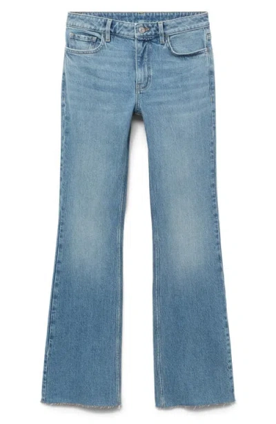 Mango Fiona Mid Rise Flare Jeans In Blue