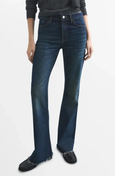 Mango Fiona Mid Rise Flare Jeans In Blue