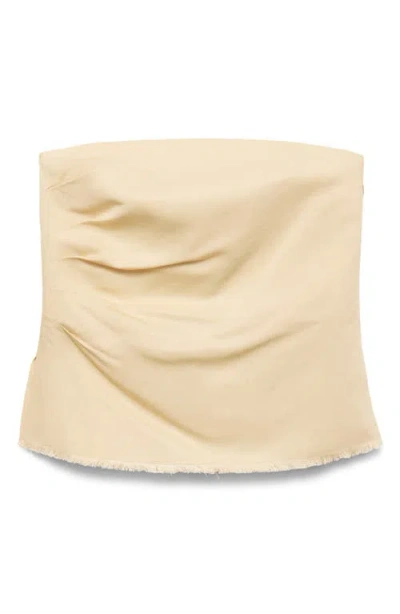 Mango Fiona Pleated Strapless Top In Neutral