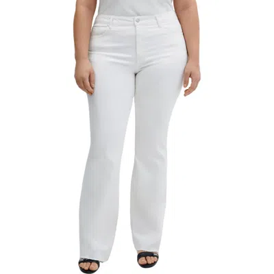 Mango Fiona Raw Hem Crop Flare Jeans In White