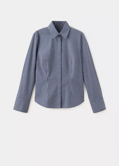 Mango Fitted Cotton Shirt In Navy
