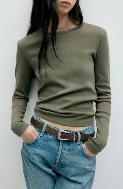 Mango Fitted Cotton T-shirt In Green
