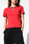 Mango Fitted Cotton T-shirt In Red