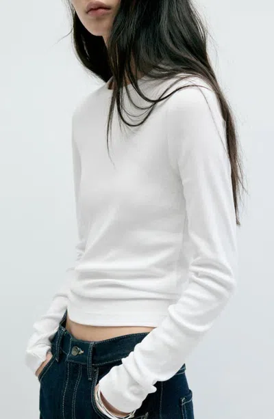 Mango Fitted Cotton T-shirt In White