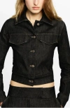Mango Fitted Denim Jacket In Black