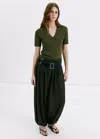 Mango Fitted Fine-knit Polo In Khaki