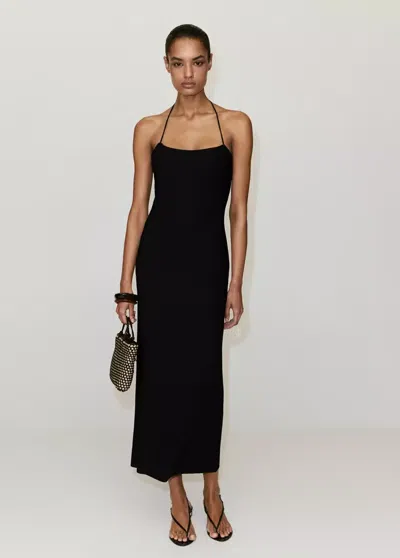 Mango Fitted Halter-neck Dress In Animal Print
