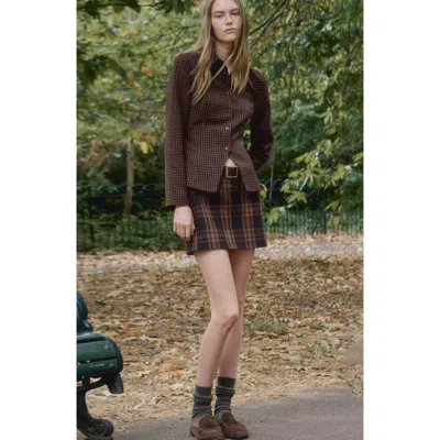 Mango Fitted Houndstooth Shirt In Brown