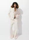Mango Fitted Jacket With Band Collar In White