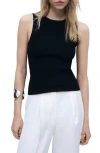 Mango Fitted Knit Tank In Black