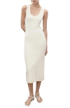 Mango Fitted Midi-dress Ecru In Neutral