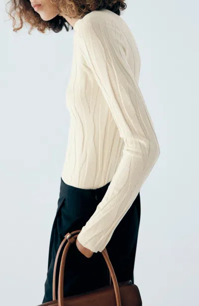 Mango Fitted Mock Neck Sweater In Neutral