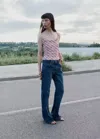 Mango Draped Checkered Top In Pink