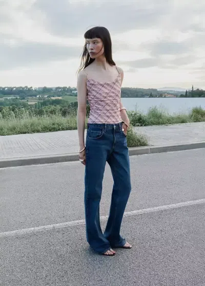 Mango Draped Checkered Top In Pink